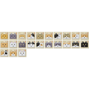 Display of the 23-design Okamoto Nyanbo wrapper range arranged on a white background