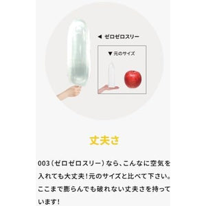 Japanese Okamoto Zero Zero Three 0.03 inflation demonstration with an inflated sample and size-comparison inset